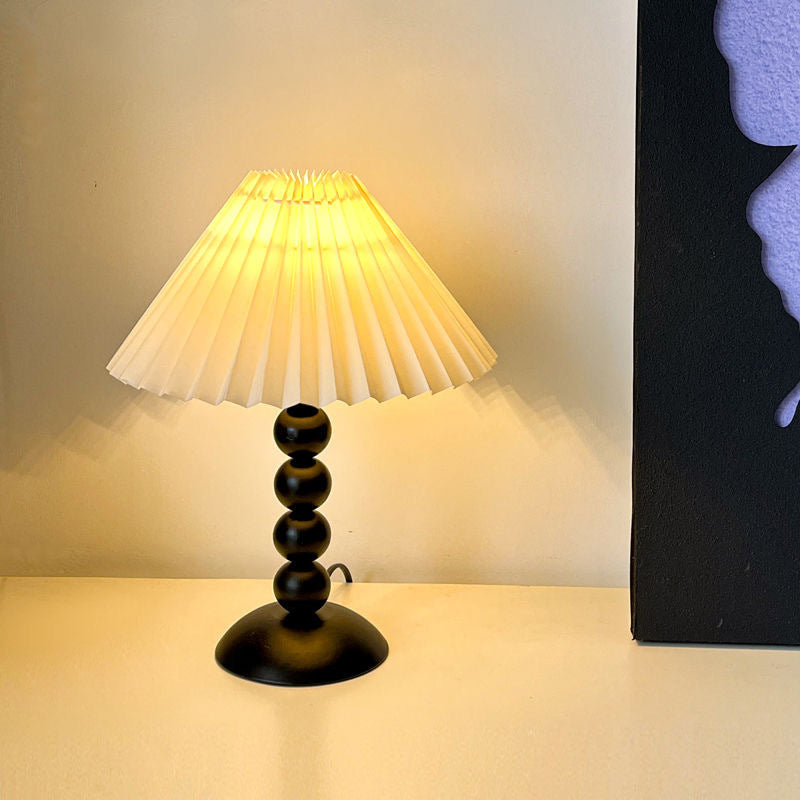 Pleated Fabric Conical Iron Table Lamp