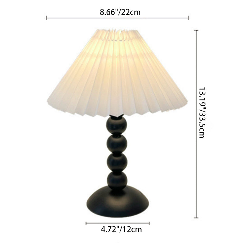 Pleated Fabric Conical Iron Table Lamp