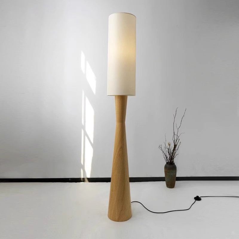 Fabric Cylinder Iron Column Floor Lamp