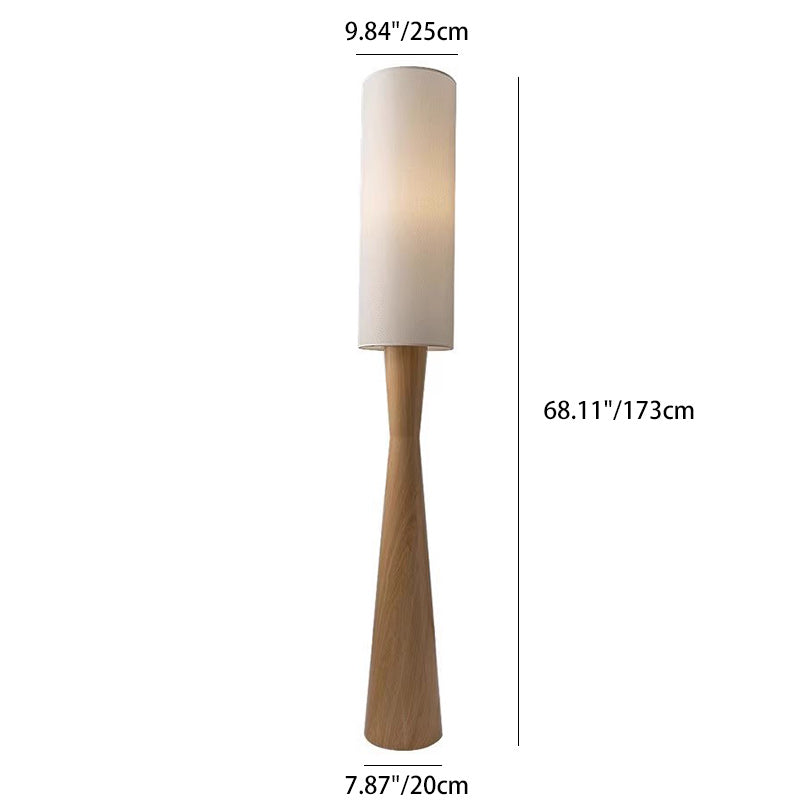 Fabric Cylinder Iron Column Floor Lamp