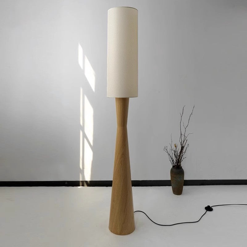 Fabric Cylinder Iron Column Floor Lamp