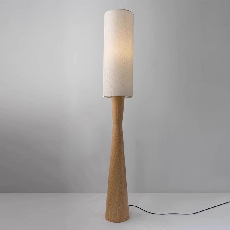 Fabric Cylinder Iron Column Floor Lamp