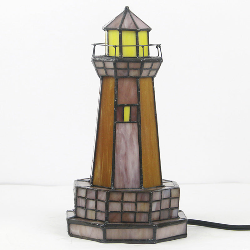 Stained Glass Lighthouse Hardware Table Lamp