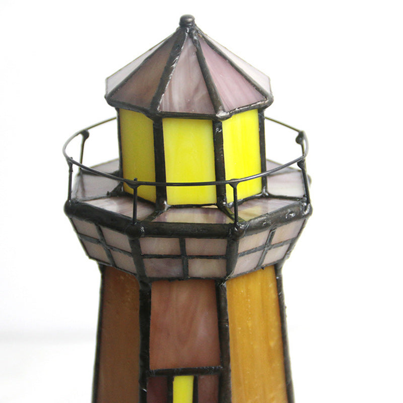 Stained Glass Lighthouse Hardware Table Lamp
