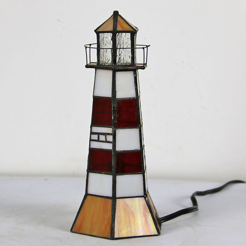 Stained Glass Lighthouse Hardware Table Lamp