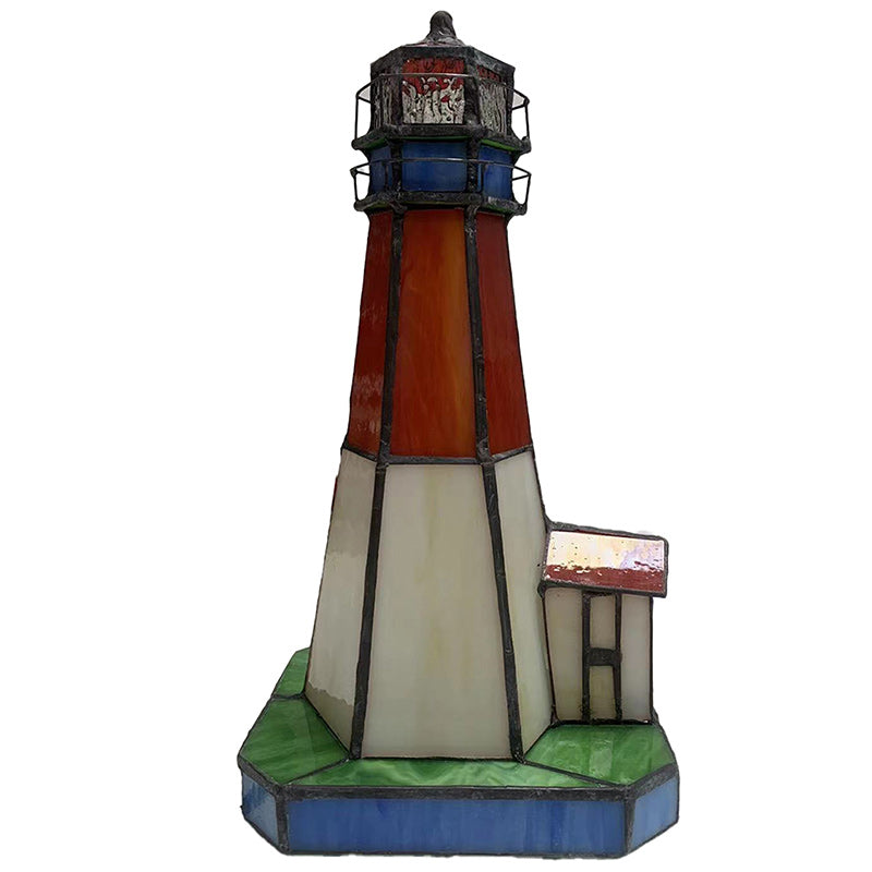 Stained Glass Lighthouse Hardware Table Lamp