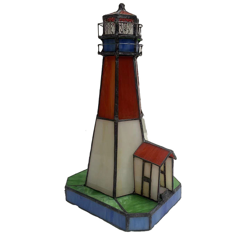 Stained Glass Lighthouse Hardware Table Lamp