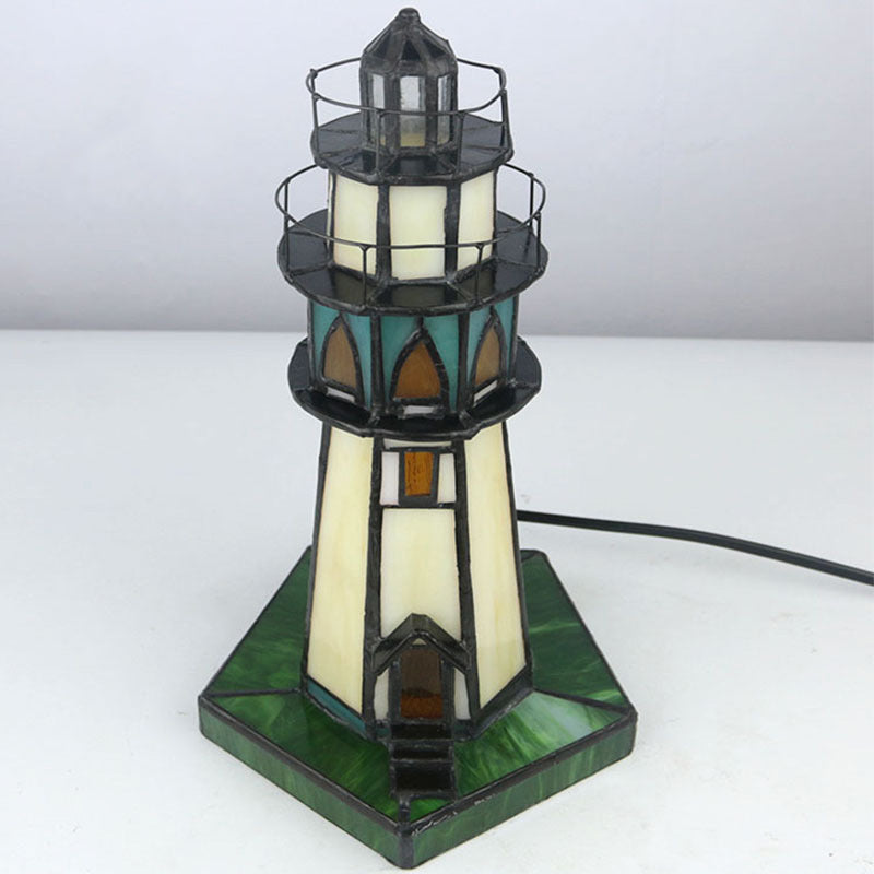 Stained Glass Lighthouse Hardware Table Lamp