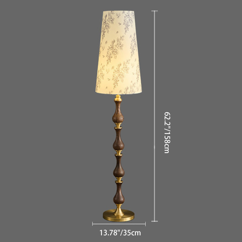 Printed Fabric Copper Solid Floor Lamp