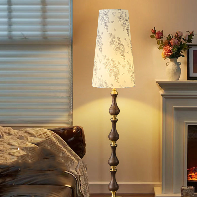 Printed Fabric Copper Solid Floor Lamp