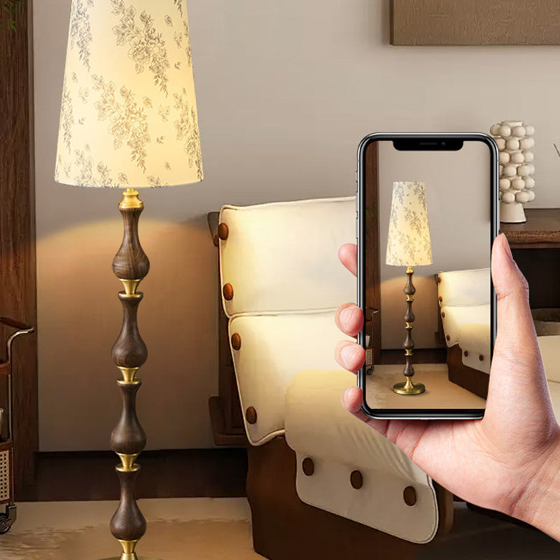 Printed Fabric Copper Solid Floor Lamp