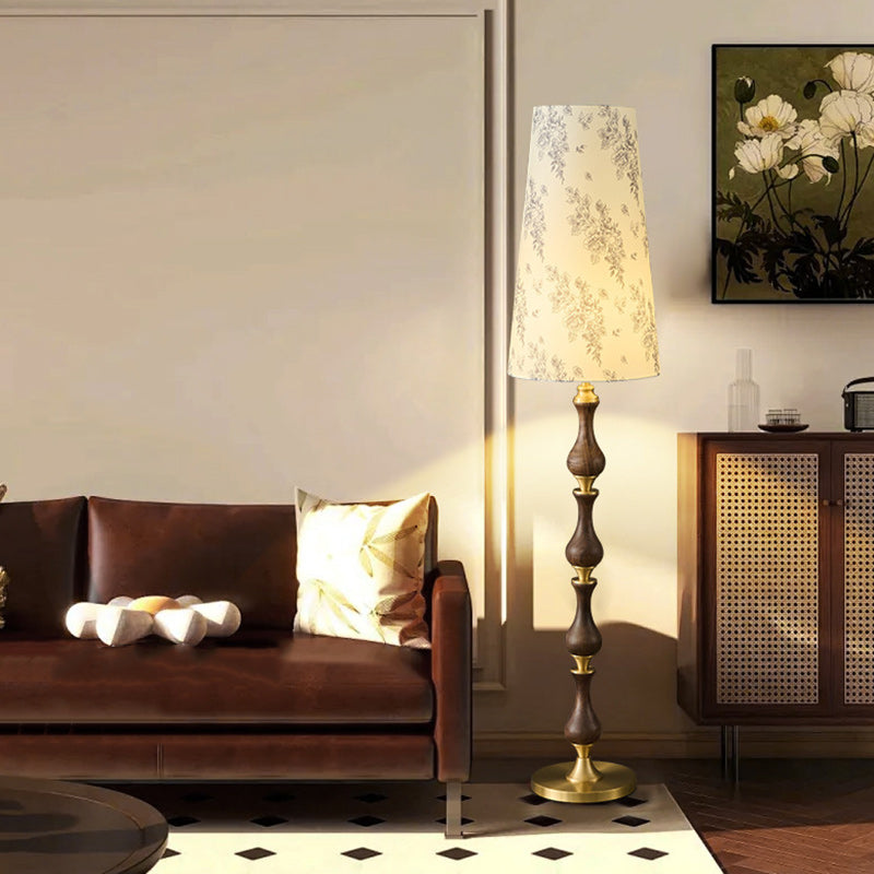 Printed Fabric Copper Solid Floor Lamp