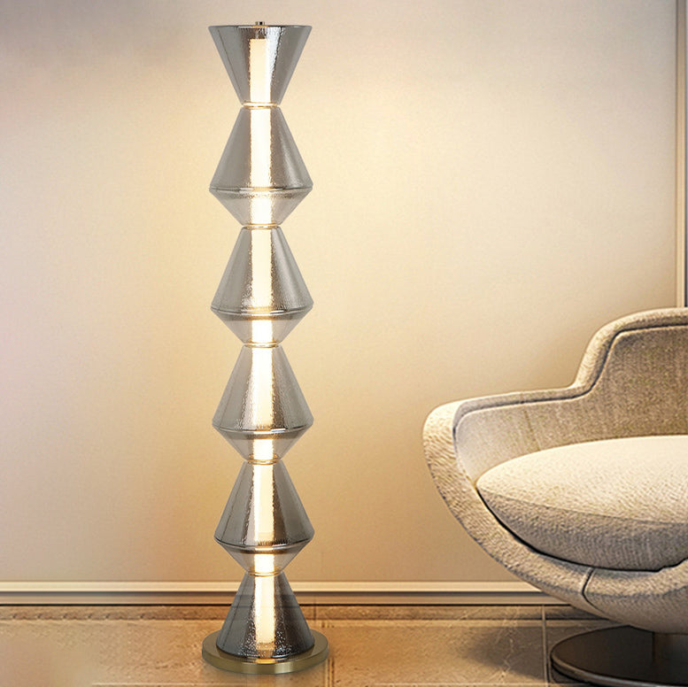 Iron Geometric Cone-Stacked Water Floor Lamp