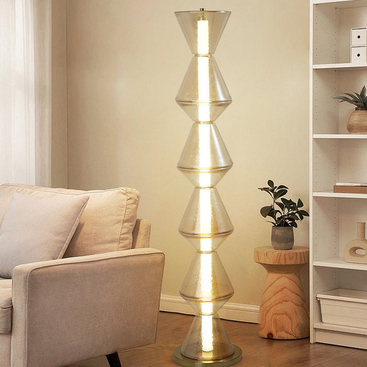 Iron Geometric Cone-Stacked Water Floor Lamp