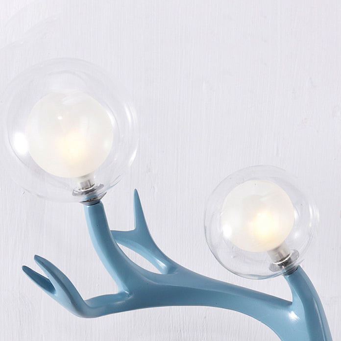 Resin Deer Antlers Glass 4-Light Wall Lamp