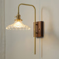 Walnut Wood Brass Flower Wall Lamp