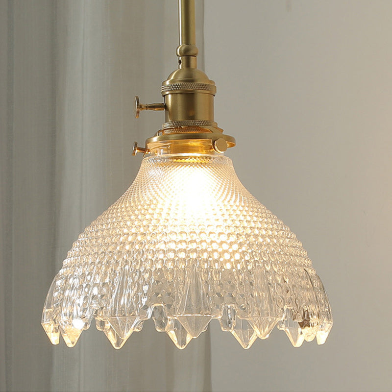 Walnut Wood Brass Flower Wall Lamp