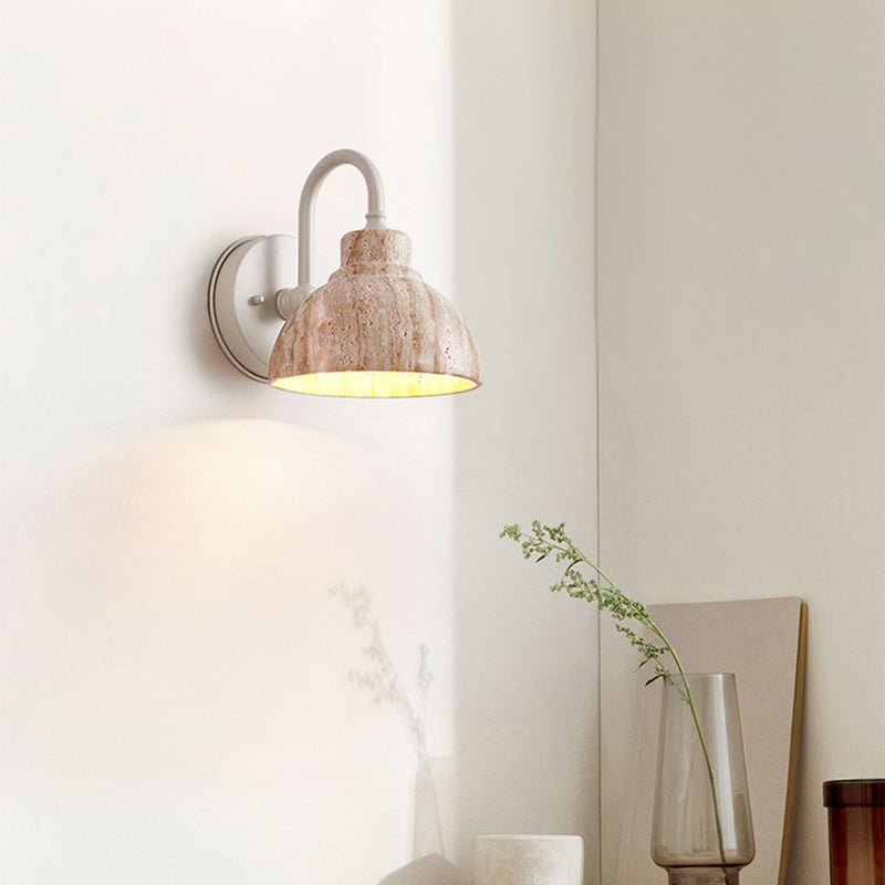 Beige Travertine Semicircle Hardware Wall Lamp