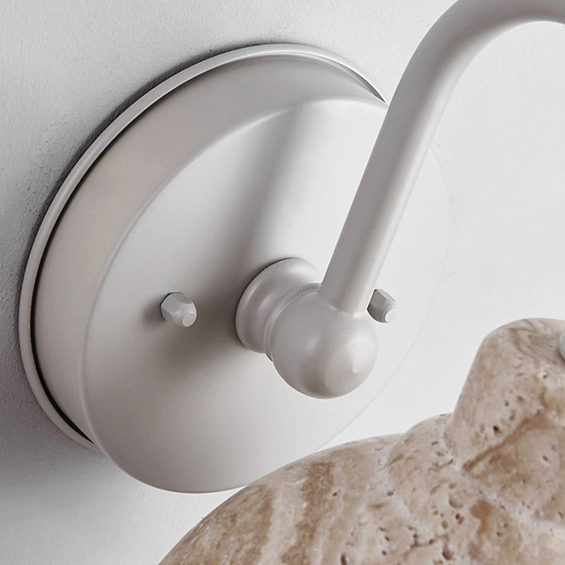 Beige Travertine Semicircle Hardware Wall Lamp