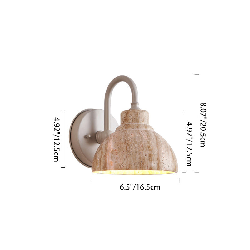 Beige Travertine Semicircle Hardware Wall Lamp