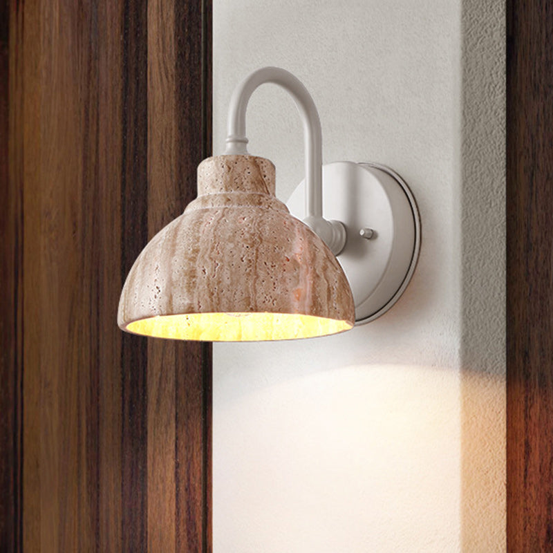 Beige Travertine Semicircle Hardware Wall Lamp