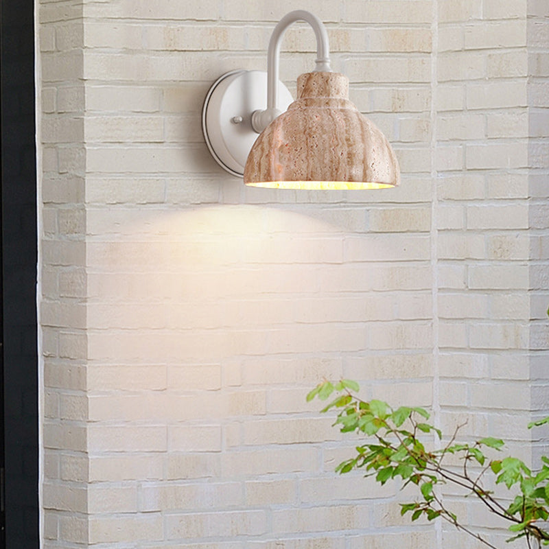 Beige Travertine Semicircle Hardware Wall Lamp