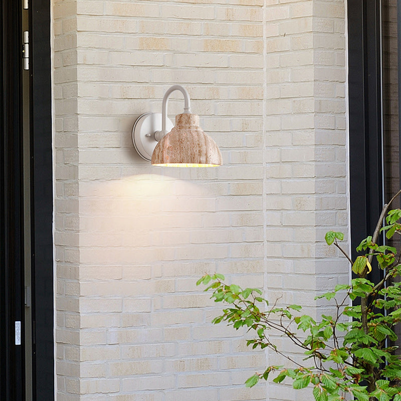 Beige Travertine Semicircle Hardware Wall Lamp