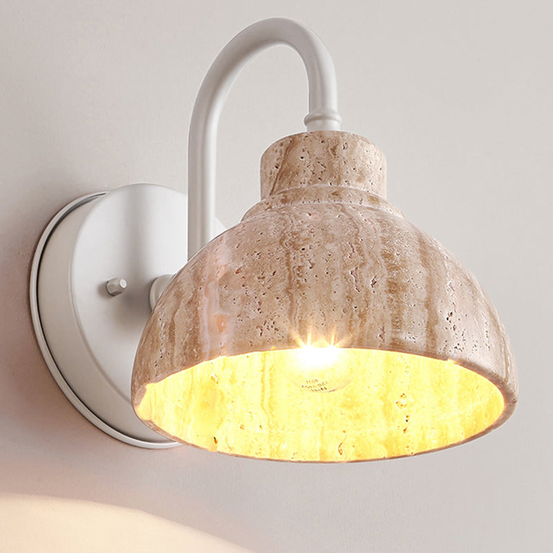 Beige Travertine Semicircle Hardware Wall Lamp