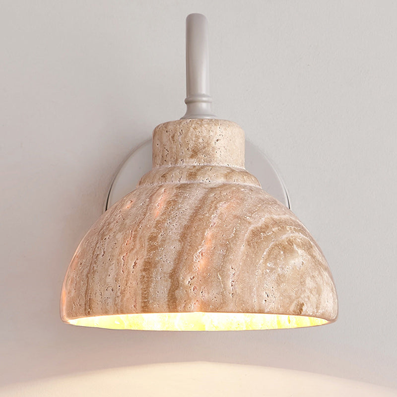 Beige Travertine Semicircle Hardware Wall Lamp