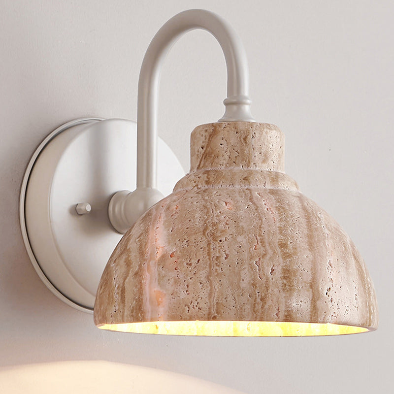 Beige Travertine Semicircle Hardware Wall Lamp