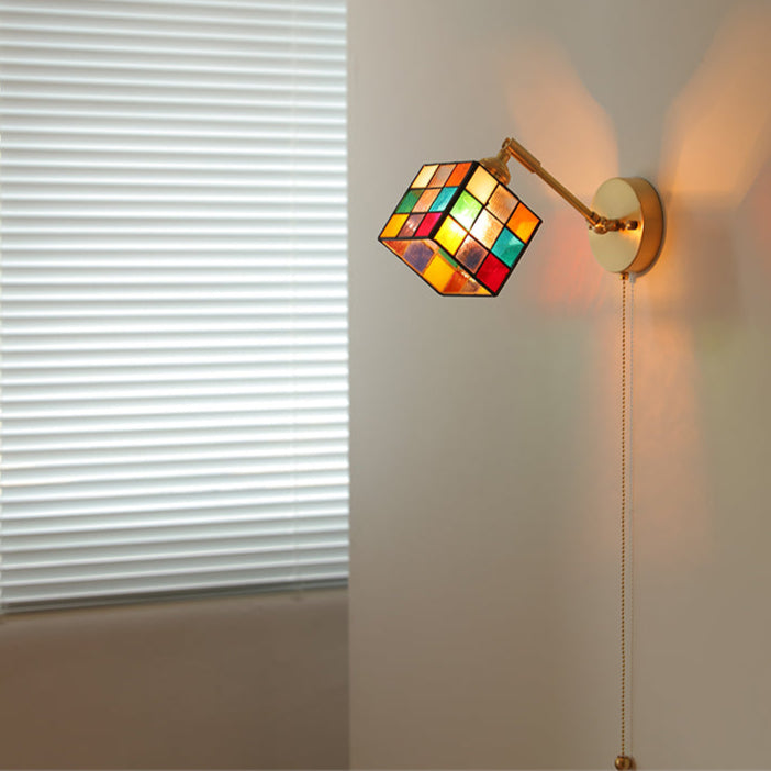 Stained Glass Rubik's Cube Wall Lamp