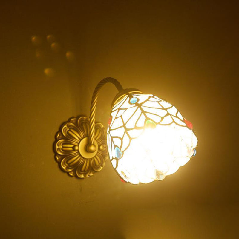 Floral Pattern Stained Glass Wall Lamp