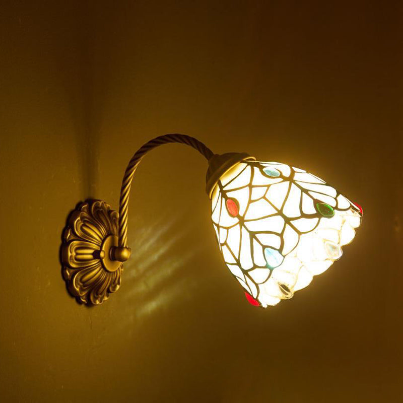 Floral Pattern Stained Glass Wall Lamp
