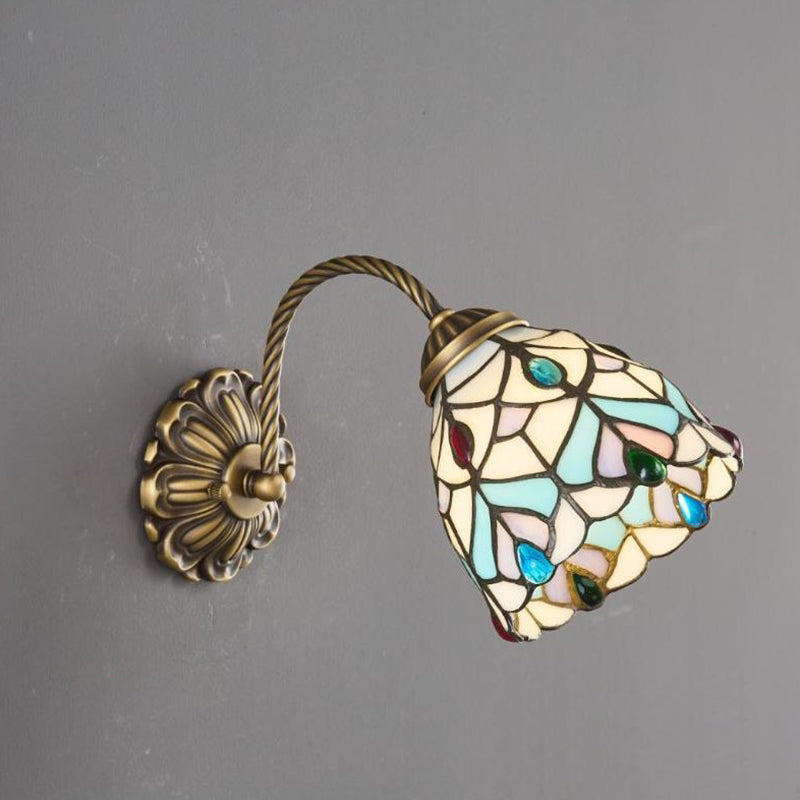 Floral Pattern Stained Glass Wall Lamp