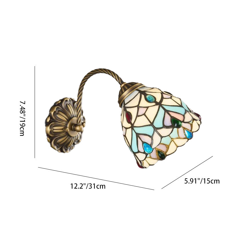 Floral Pattern Stained Glass Wall Lamp