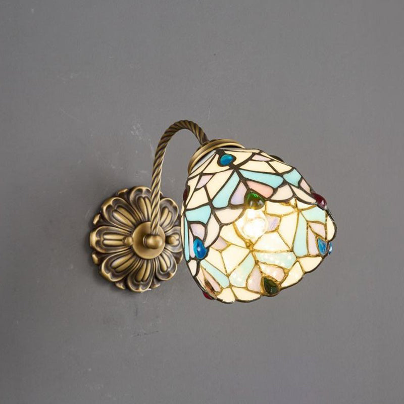 Floral Pattern Stained Glass Wall Lamp