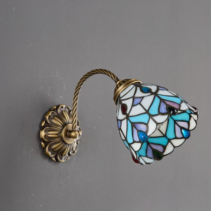 Floral Pattern Stained Glass Wall Lamp