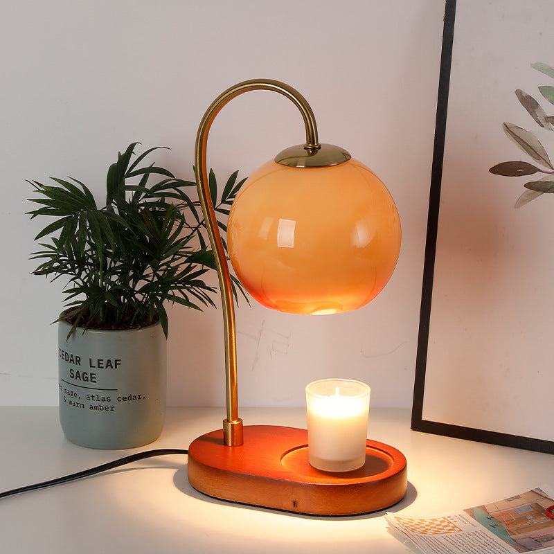 Glass Ball Solid Wood Table Lamp