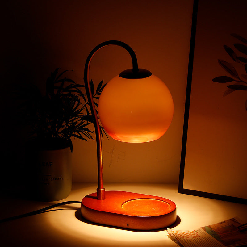 Glass Ball Solid Wood Table Lamp