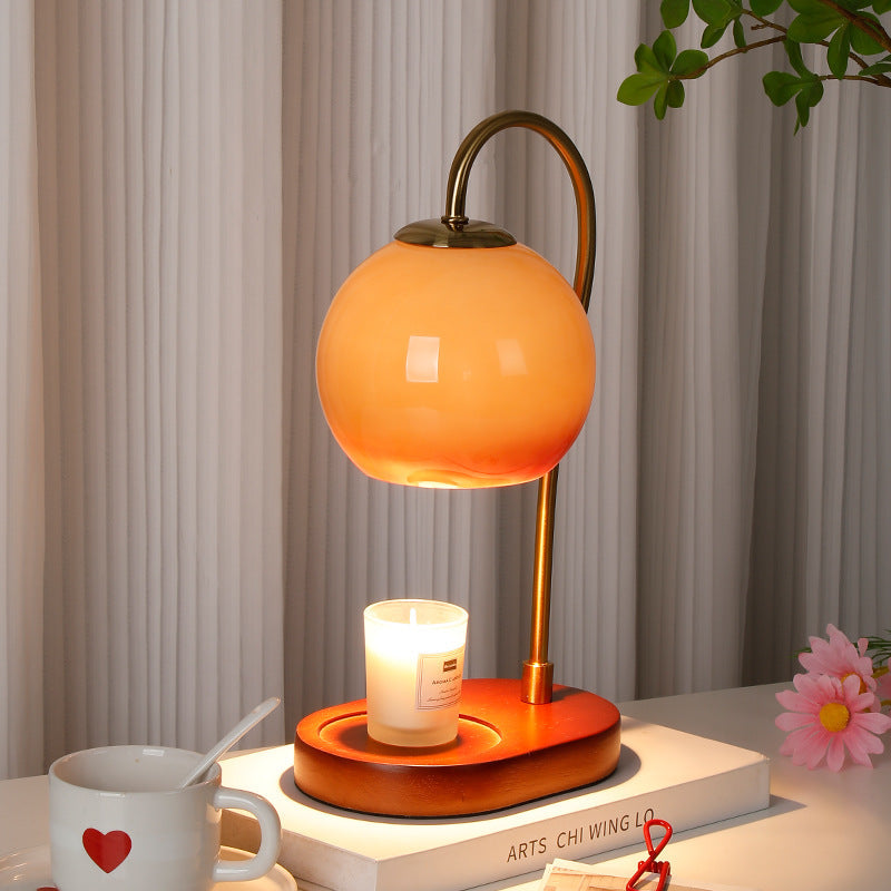 Glass Ball Solid Wood Table Lamp
