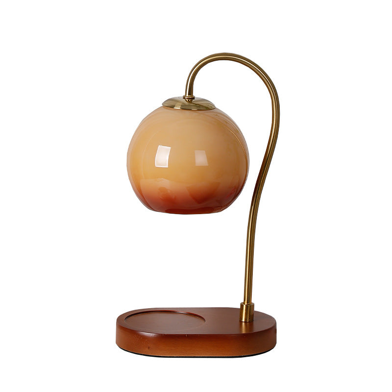 Glass Ball Solid Wood Table Lamp