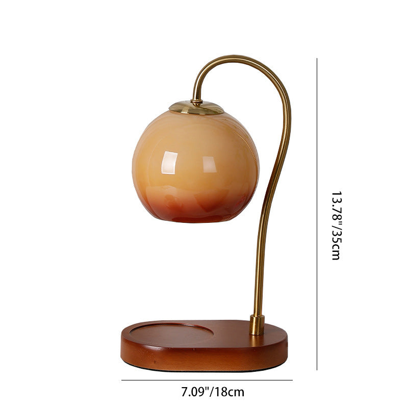 Glass Ball Solid Wood Table Lamp