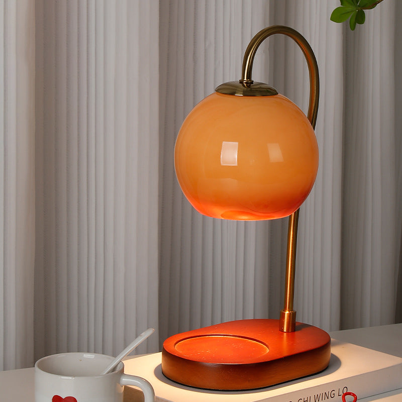 Glass Ball Solid Wood Table Lamp