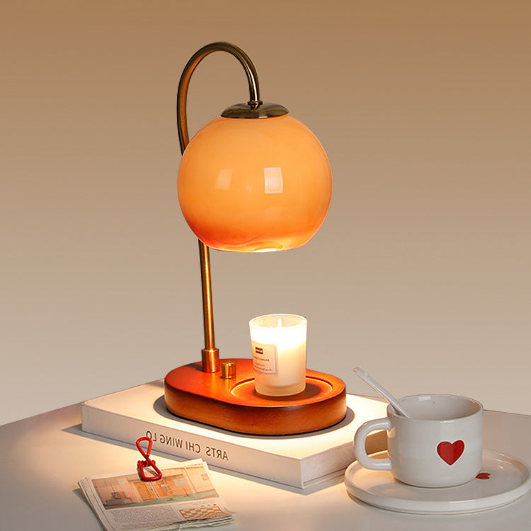 Glass Ball Solid Wood Table Lamp