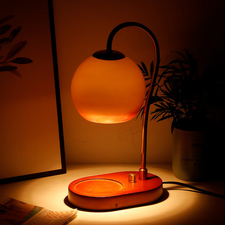Glass Ball Solid Wood Table Lamp
