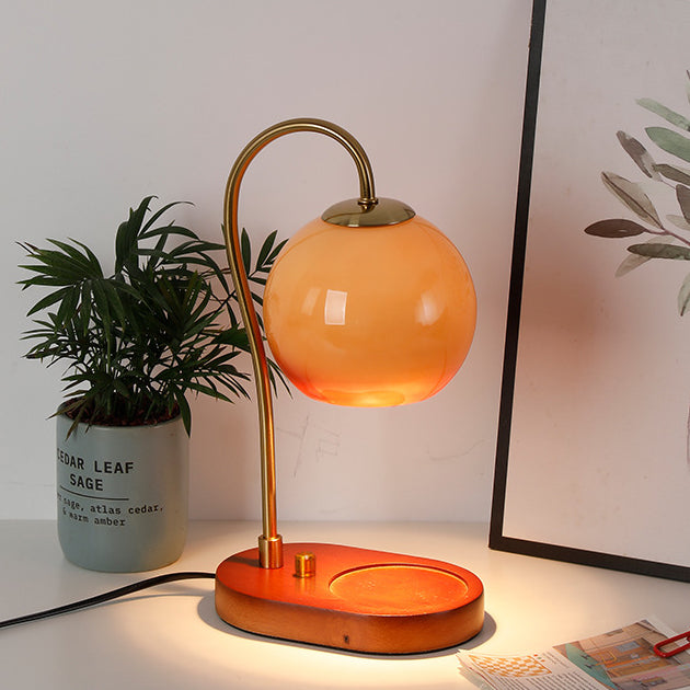 Glass Ball Solid Wood Table Lamp
