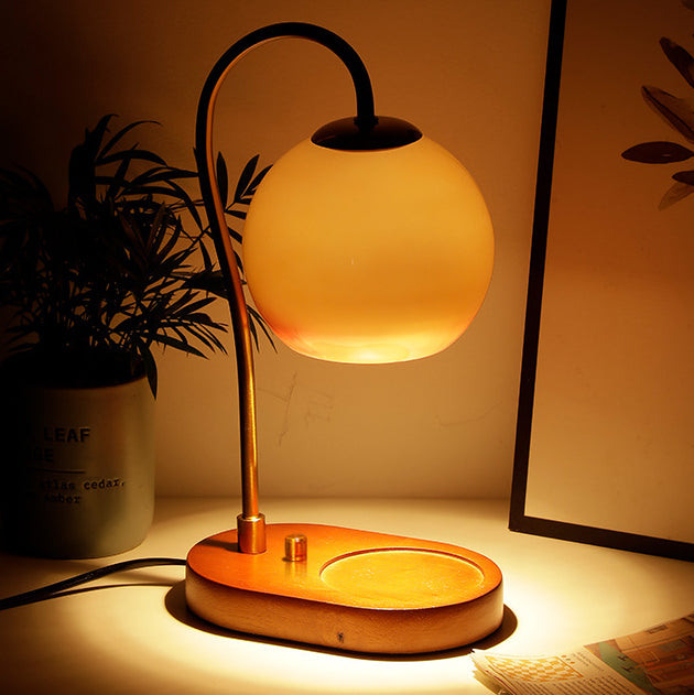 Glass Ball Solid Wood Table Lamp