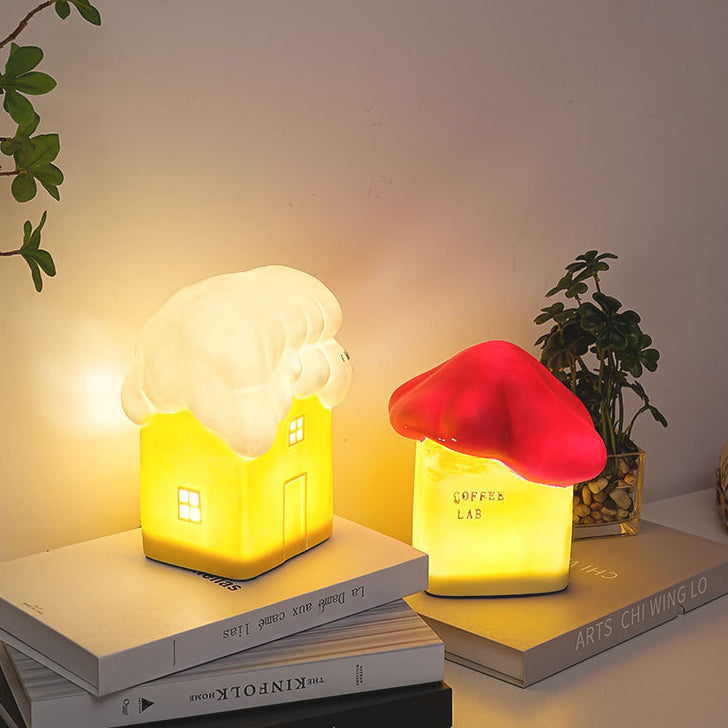 Ceramic Cute Snow House Table Lamp