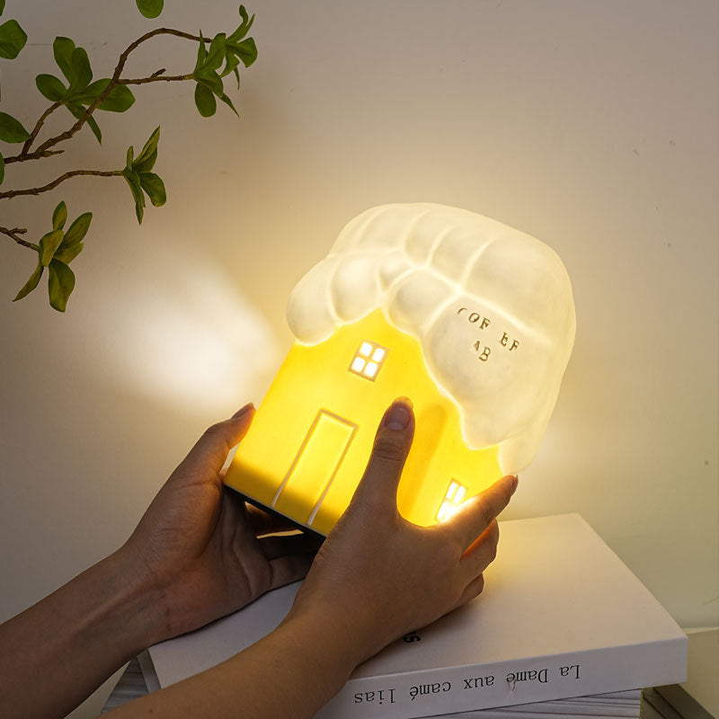Ceramic Cute Snow House Table Lamp