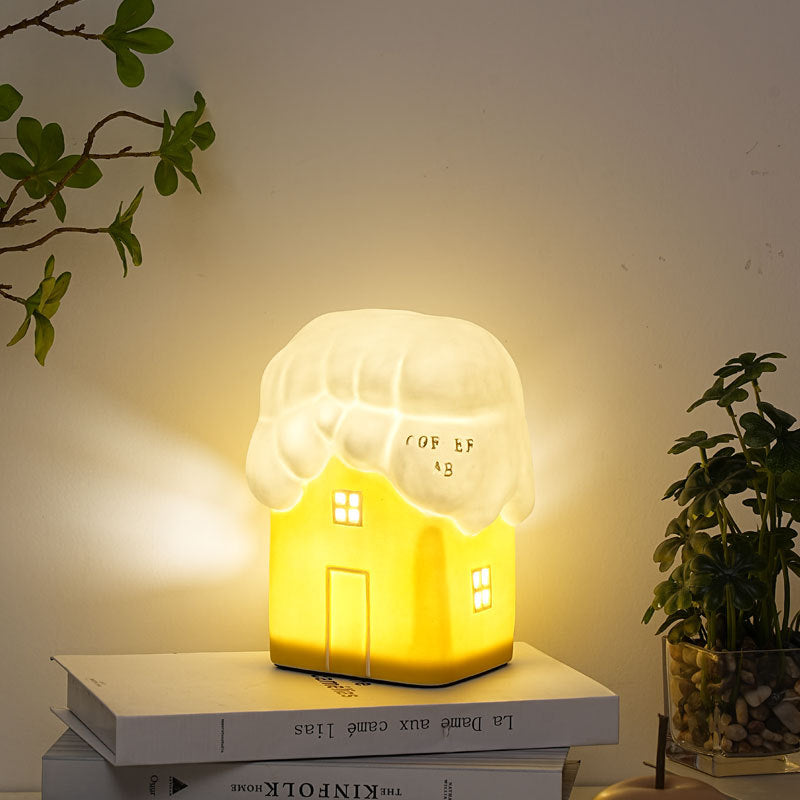 Ceramic Cute Snow House Table Lamp